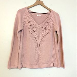 Garnet Hill Blush V-Neck Sweater